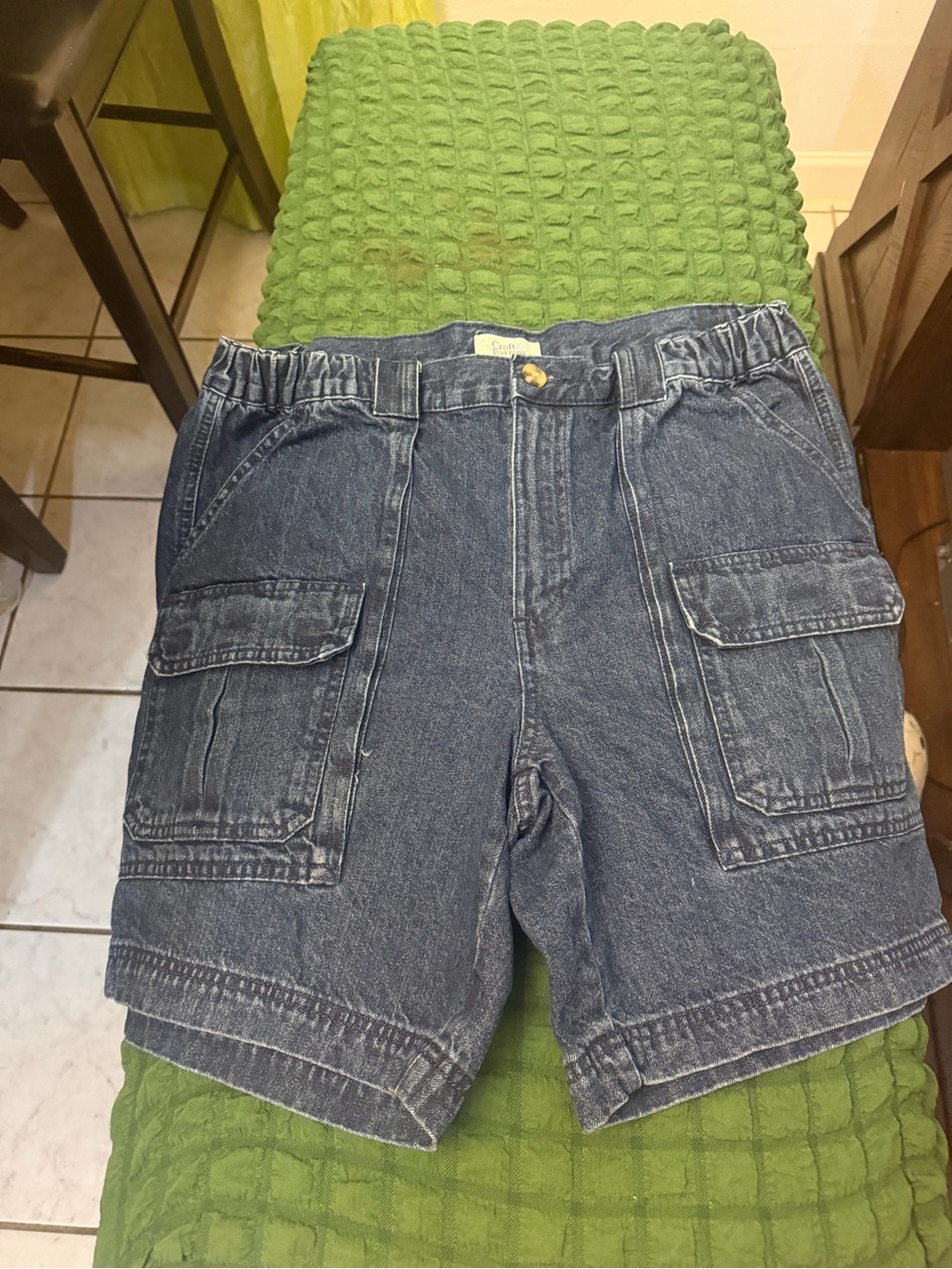 croft & barrow Blue Cargo Denim Shorts with Flap Pockets